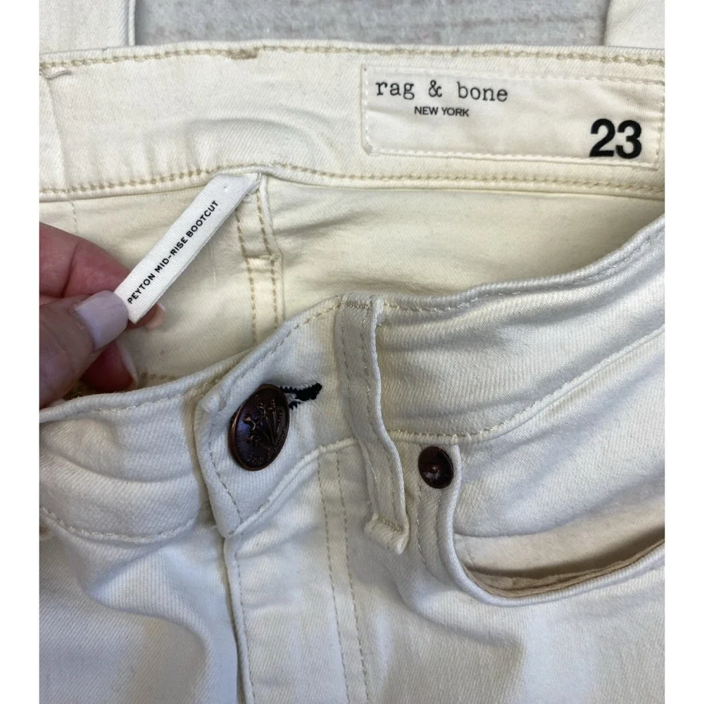 Rag & Bone Jeans Womens 23 Peyton Mid Rise Bootcurt Raw Hem White Denim Pants